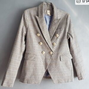 NWOT AUTRES FILLES GLEN PLAID GREY TAN WHITE  BLAZER, SIZE MED